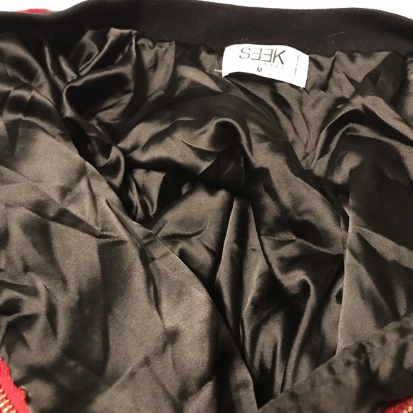 Seek The Label Red Fleece Crop Zip Jacket Medium - Picture 4 of 4